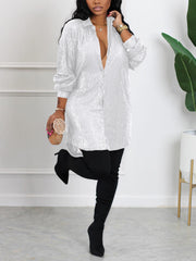 Fashion Sequin Loose Shirt Dress