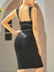 Sexy Rhinestone Midi Dress Evening Gown