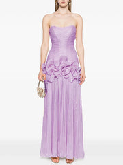 Fashion Strapless Ruffle Slim Maxi Dress