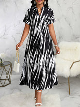 Elegant Print Short Sleeve Casual Midi Dress