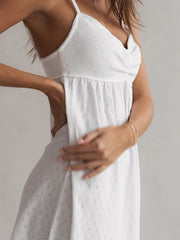 Sexy Jacquard Pleated Spaghetti Strap Dress