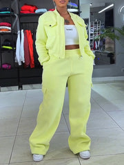 Casual Hoodie Cargo Pants Sports Two Piece Set