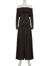 Elegant Off Shoulder Ruched Slim Maxi Dress