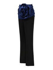 Rosette Embellished High Waist Casual Trousers