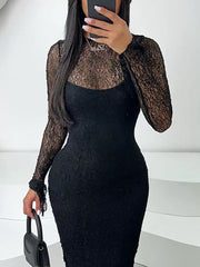 Elegant Lace See Through Bodycon Dress