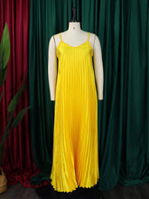 Casual Spaghetti Strap Loose Maxi Pleated Dress