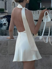 Sexy Halter Backless Lace-up Mini Dress