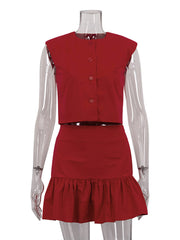 Elegant Sleeveless Tank Tops And Mini Skirts Sets