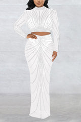 Sexy Rhinestone Sheer Mesh Skirt Club Sets