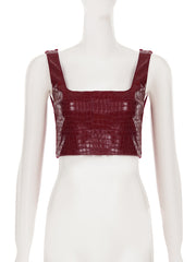 Sexy Crop Vest Lace Patchwork Low Waist Skirt Sets