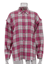 Fashion Loose Detachable Long Sleeve Plaid Shirt