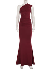 Elegant One Shoulder Sleeveless Slim Maxi Dress