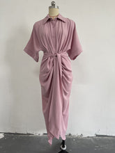 Short Sleeve Single Breasted High Waist Shirt Dress