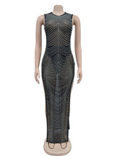 Rhinestone See through Slim Dress