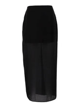 Casual High Waist Mesh See through Long Skirt