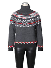 Fashion Jacquard Turtleneck Knit Pullover Sweater