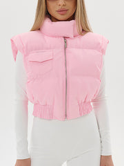 Fashion Zipper Sleeveless Puffer Jacket