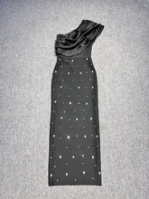 One Shoulder Rhinestone Slim Party Dress