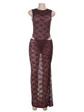 Elegance Sleeveless Lace Bodysuit Long Skirt Sets