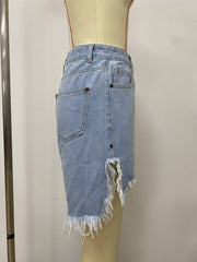 Casual High Waiste Ripped Denim Short Jeans