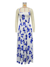 Casual Print Strap Top Swinging Skirt Two Piece Set