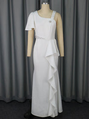 Elegant One-Shoulder Beaded Party Maxi Dress