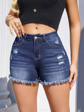 Casual Fringe Ripped Denim Shorts