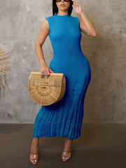 Solid Color Sleeveless Knit Beach Dress