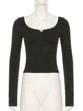 Sexy U Neck Knit Crop T-shirt