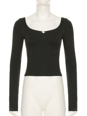 Sexy U Neck Knit Crop T-shirt