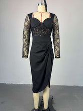 Elegant Square Collar Lace Patchwork Bodycon Dress