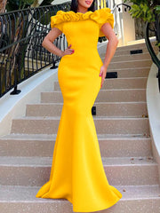 Elegant Off Shoulder Slim Fit Mermaid Prom Dress