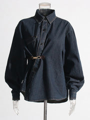 Fashion Irregular Button Cozy Denim Jacket