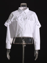 Solid Casual Patchwork Folds Shirt
