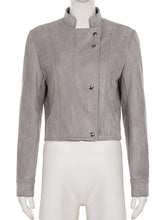 Fashion Stand Collar Suede Cropped Jacket