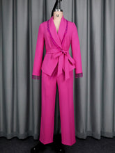 Fashion Fringe Lace-up Blazer Statement Pant Suit