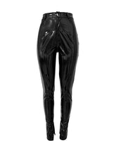 Casual Street Sportswear Faux Leather Solid Slit Pants