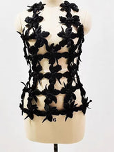 Fashion Floral Cutout Backless Halter Top