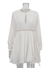 Fashion Round Neck Lace-Up Loose Mini Dress