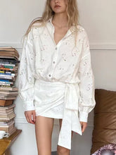 Casual Print Loose Single-breasted Lace-up Shirt Dress