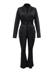 Fashion Bandage Blazer Suit Pants Casual Set