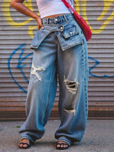 Vintage Ripped Straight Leg Jeans