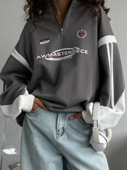 Fashion Loose Quarter Zip Sweatshirt