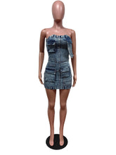 Sexy Strapless Slim Denim Dress