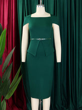 Fashion Square Neck High Waist Ruffle Hem Mid Dress
