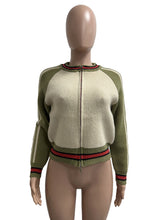 Round Collar Print Knit Cardigan Sweater