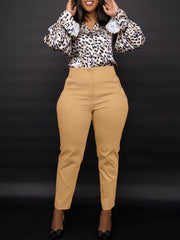 Elegant High Waist Skinny Cropped Pants