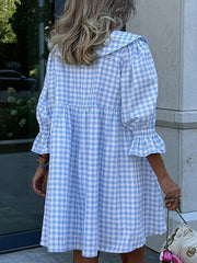 Casual V-neck Loose Plaid Dress