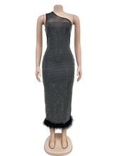 Sexy Rhinestone One Shoulder Slim Dress