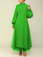 Fashion High Waist Tulle Knitted Dress